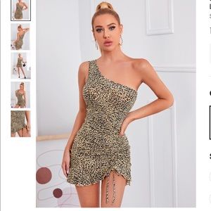 Shein cheetah one strap dress